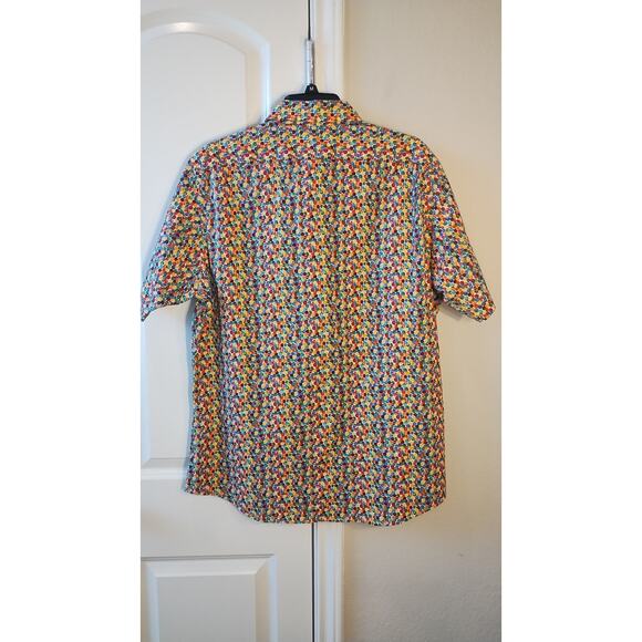 Cremieux Premium Denim Shirt XL Yellow Maroon Printed Stretch  Button-Up Sz L - Picture 4 of 11